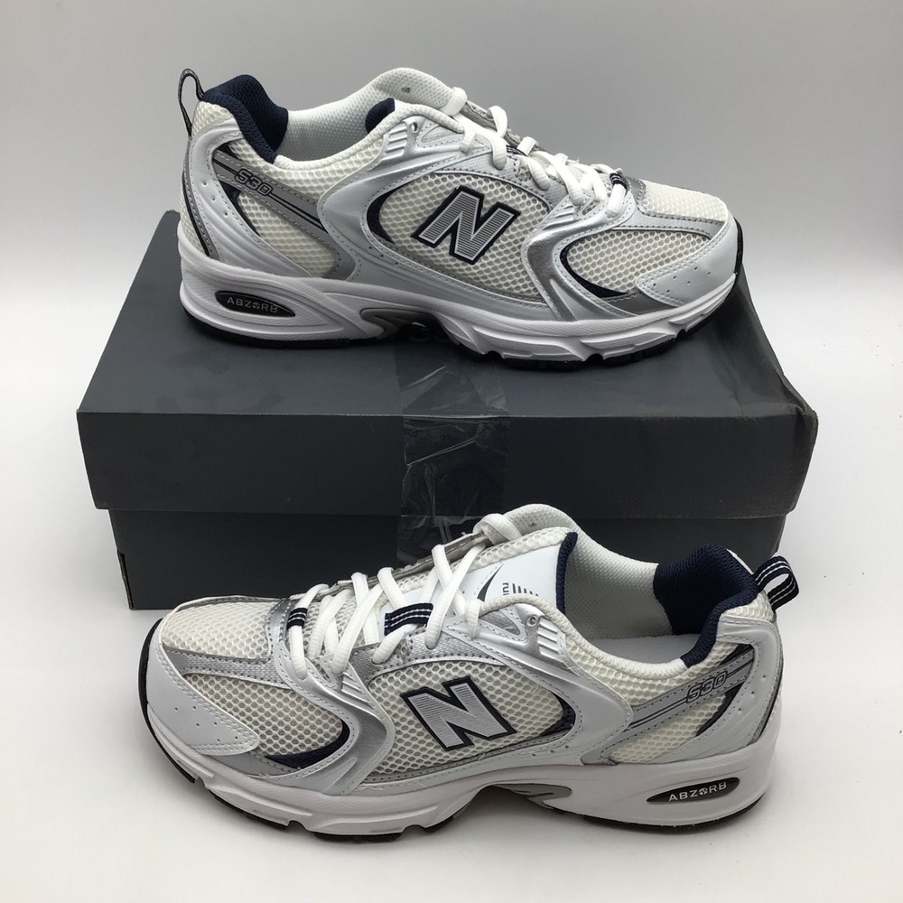 New Balance 530 White Blue Silver Running Shoes MR530SG Mens Size 8 NEW
